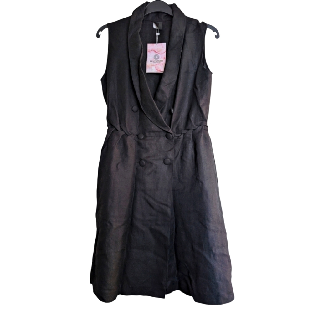 ER Couture Copenhagen 100 % linen  braided waist midi dress size 38 medium